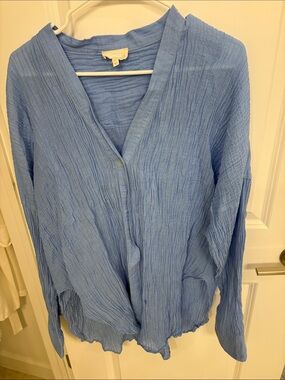 Monday Swimwear Light Blue Textured V-Neck Coverup